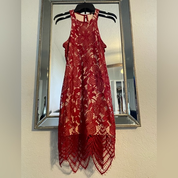 EXPRESS Red Lace Cocktail Dress - Picture 3 of 4